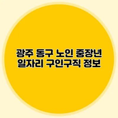 광주 동구 노인 중장년 일자리 구인구직 정보