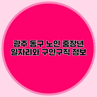 광주 동구 노인 중장년 일자리와 구인구직 정보