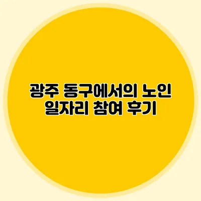 광주 동구에서의 노인 일자리 참여 후기