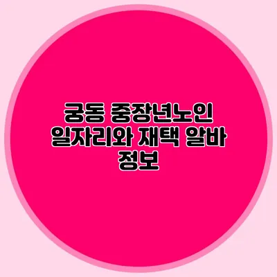 궁동 중장년노인 일자리와 재택 알바 정보