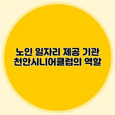 노인 일자리 제공 기관 천안시니어클럽의 역할