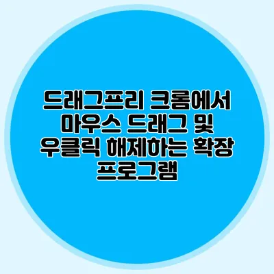 드래그프리 크롬에서 마우스 드래그 및 우클릭 해제하는 확장 프로그램