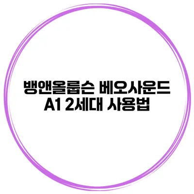 뱅앤올룹슨 베오사운드 A1 2세대 사용법