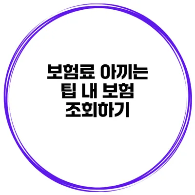 보험료 아끼는 팁 내 보험 조회하기