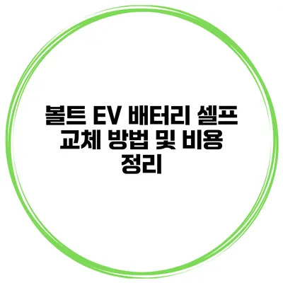 볼트 EV 배터리 셀프 교체 방법 및 비용 정리