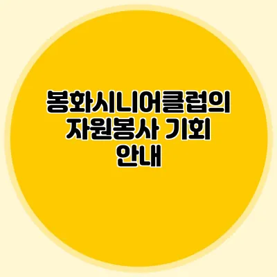 봉화시니어클럽의 자원봉사 기회 안내