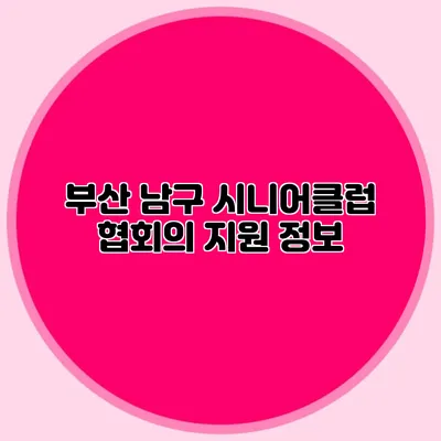 부산 남구 시니어클럽 협회의 지원 정보