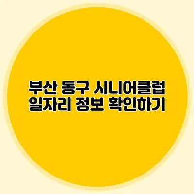 부산 동구 시니어클럽 일자리 정보 확인하기