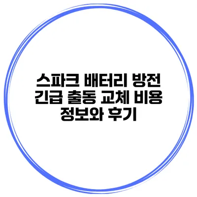 스파크 배터리 방전 긴급 출동 교체 비용 정보와 후기