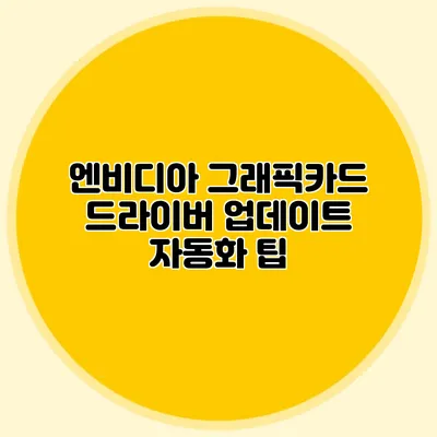 엔비디아 그래픽카드 드라이버 업데이트 자동화 팁