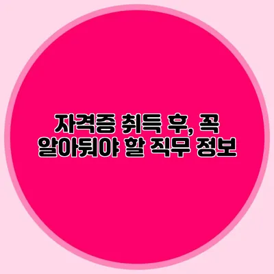 자격증 취득 후, 꼭 알아둬야 할 직무 정보