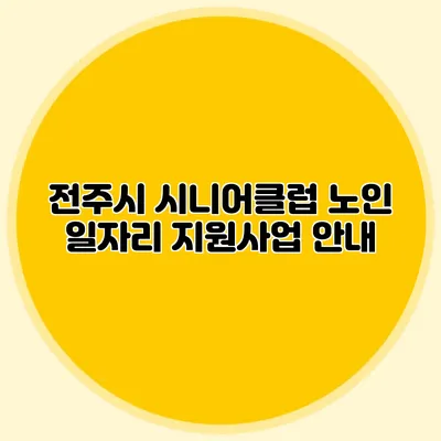 전주시 시니어클럽 노인 일자리 지원사업 안내