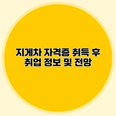 지게차 자격증 취득 후 취업 정보 및 전망