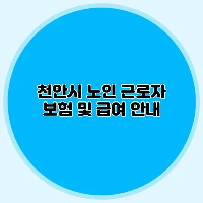 천안시 노인 근로자 보험 및 급여 안내