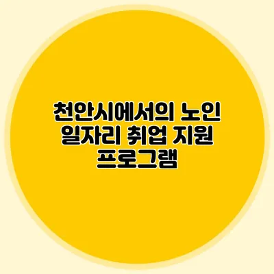 천안시에서의 노인 일자리 취업 지원 프로그램
