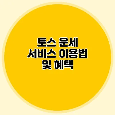 토스 운세 서비스 이용법 및 혜택