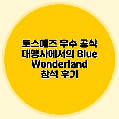 토스애즈 우수 공식 대행사에서의 Blue Wonderland 참석 후기