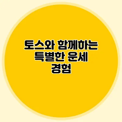 토스와 함께하는 특별한 운세 경험