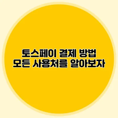 토스페이 결제 방법 모든 사용처를 알아보자